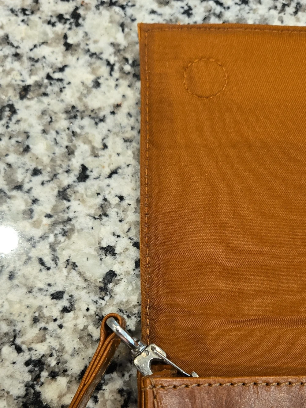 WILSON'S LEATHER VTG Y2K LEATHER COGNAC CLUTCH SHOULDER BAG.  EMBROIDERY/ GEMS.